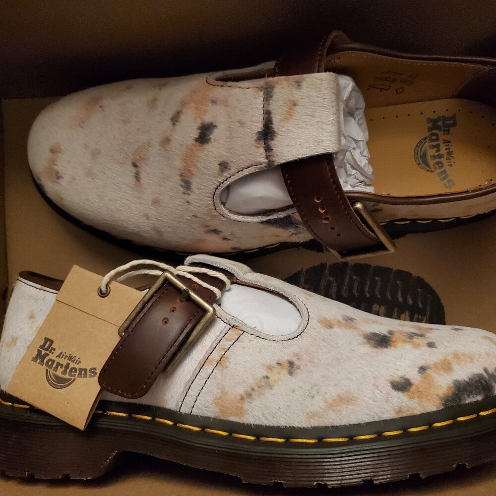 NIB Dr Martens calf hair t strap EU size 41 Mens 8 Womens 9 10 (run large)